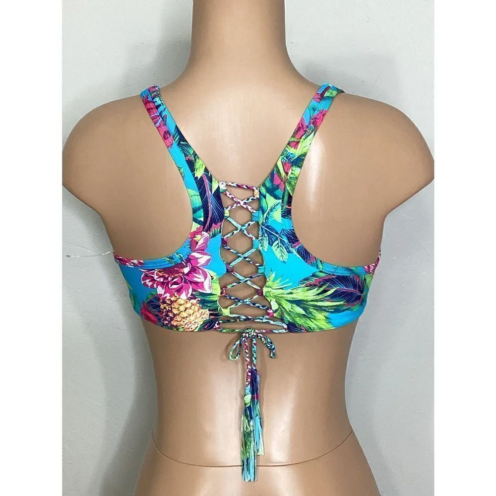 New. Pilyq floral lace up bikini set. - Image 7