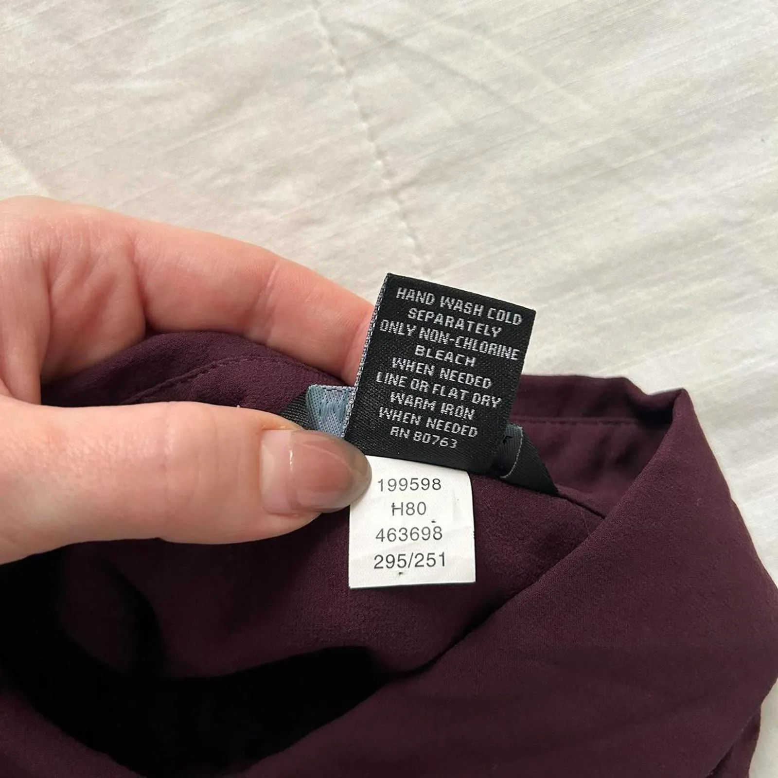 Moda international sheer silk Burgundy Y2K ruffle waist blouse long sleeves Red Size XS - Image 3