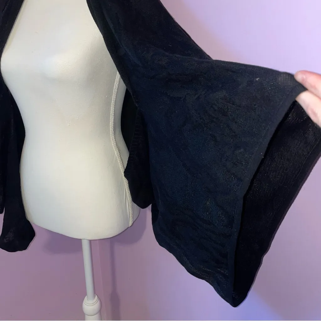 Ming Wang Sheer Circle Cardigan Bolero Shrug Whimsigoth Neutral Office Career - Image 3