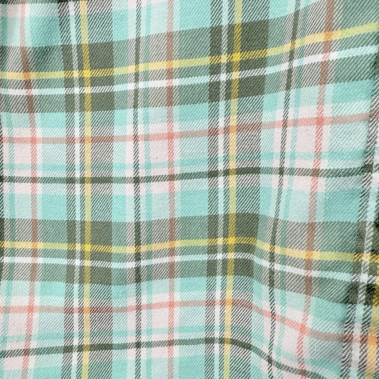 LL Bean Colorful Plaid Short Sleeve All Season Flannel Button‎ Up Shirt MEDIUM - Image 5