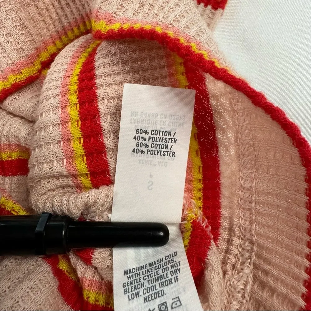 NWT Aerie Size S Orange Stripe Boyfriend Scoop Waffle Knit Tank Racerback Cotton - Image 4