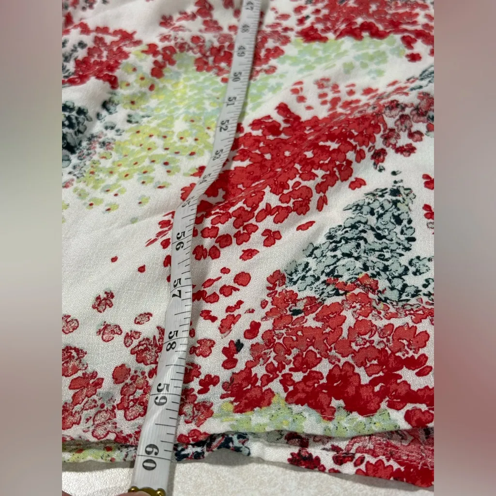 Lucky Brand Women's Sleeveless V Neck Red Green White Floral Print Maxi Dress L - Image 8