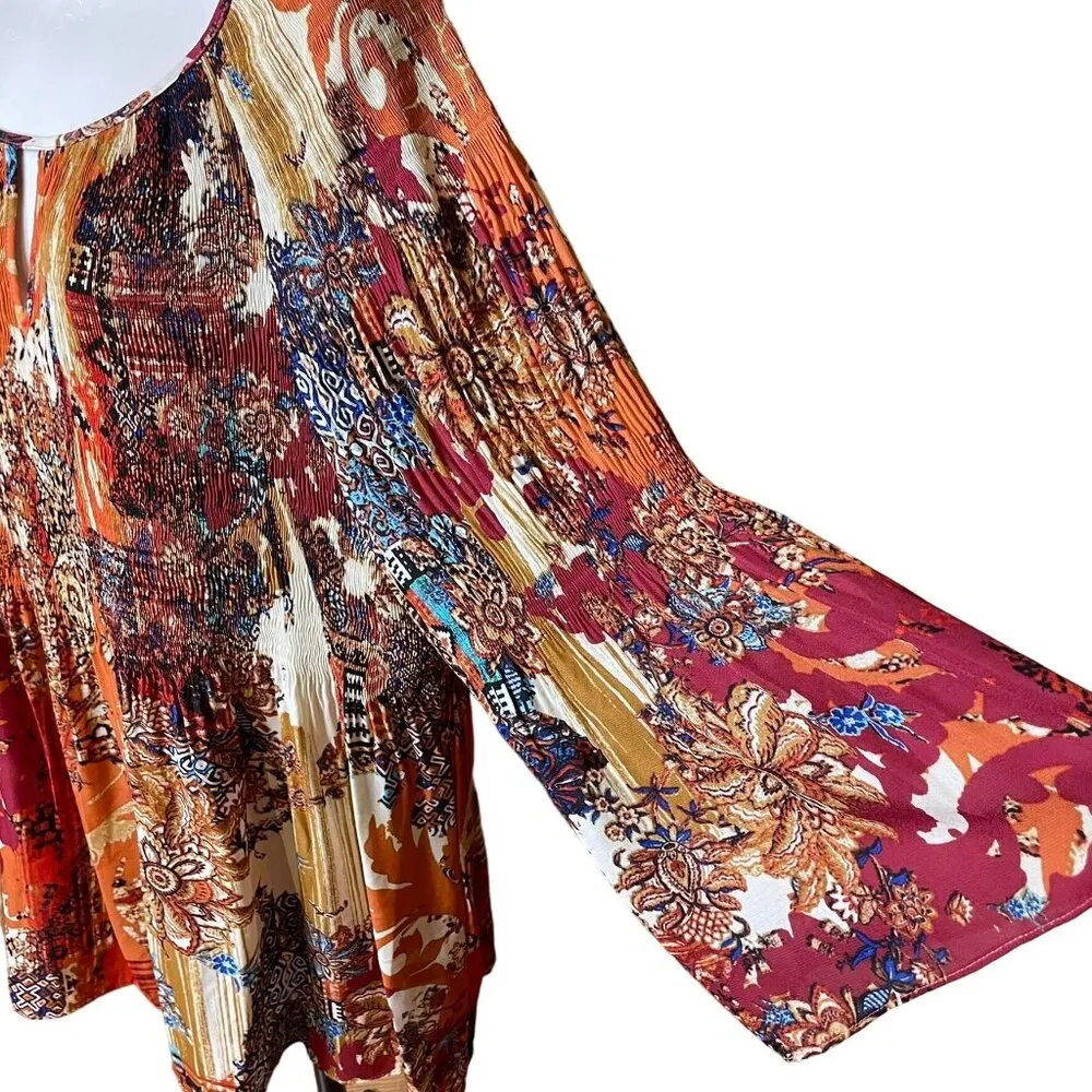 Avenue Womens Keyhole Blouse Smock Bodice Boho Peasant Sleeves Plus Size 26 c Black - Image 6