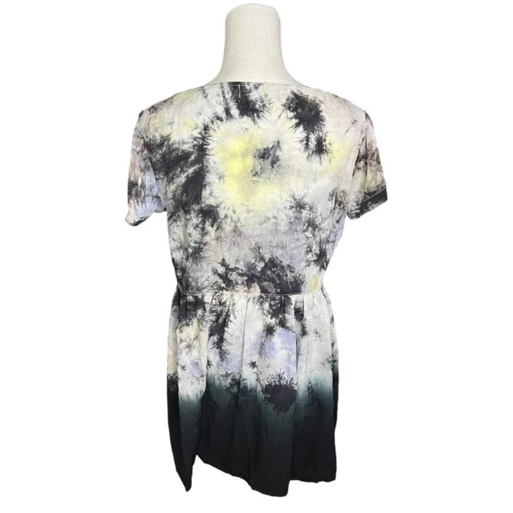 Evil twin Tie dye shirt dress boho chic 90s whimsigoth grunge festival mini Black Size M - Image 7