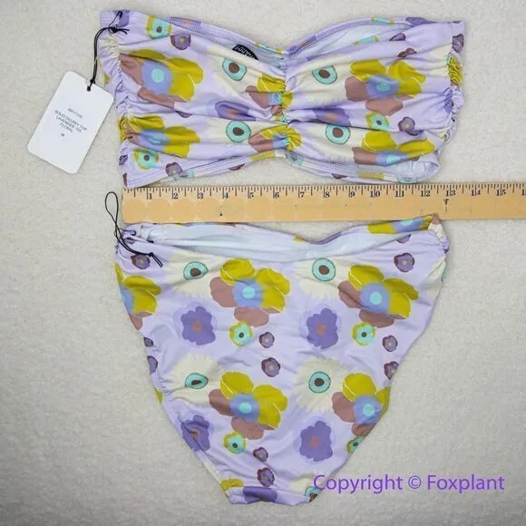New! Set! Beth Richards Delrey Bikini Top and bottom, 70’s floral bikini, M Purple Size M - Image 8