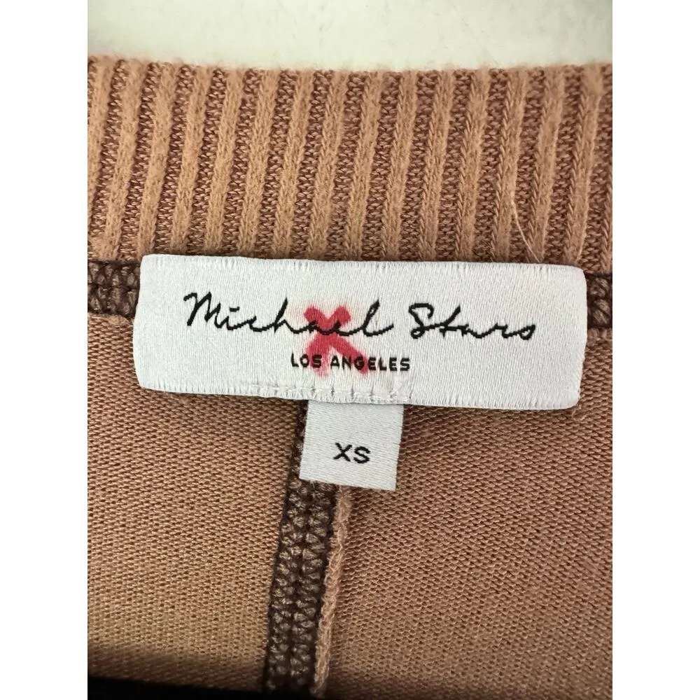 Michael Stars Noah Cardigan Brown Button Front Size XS Cropped - Image 6