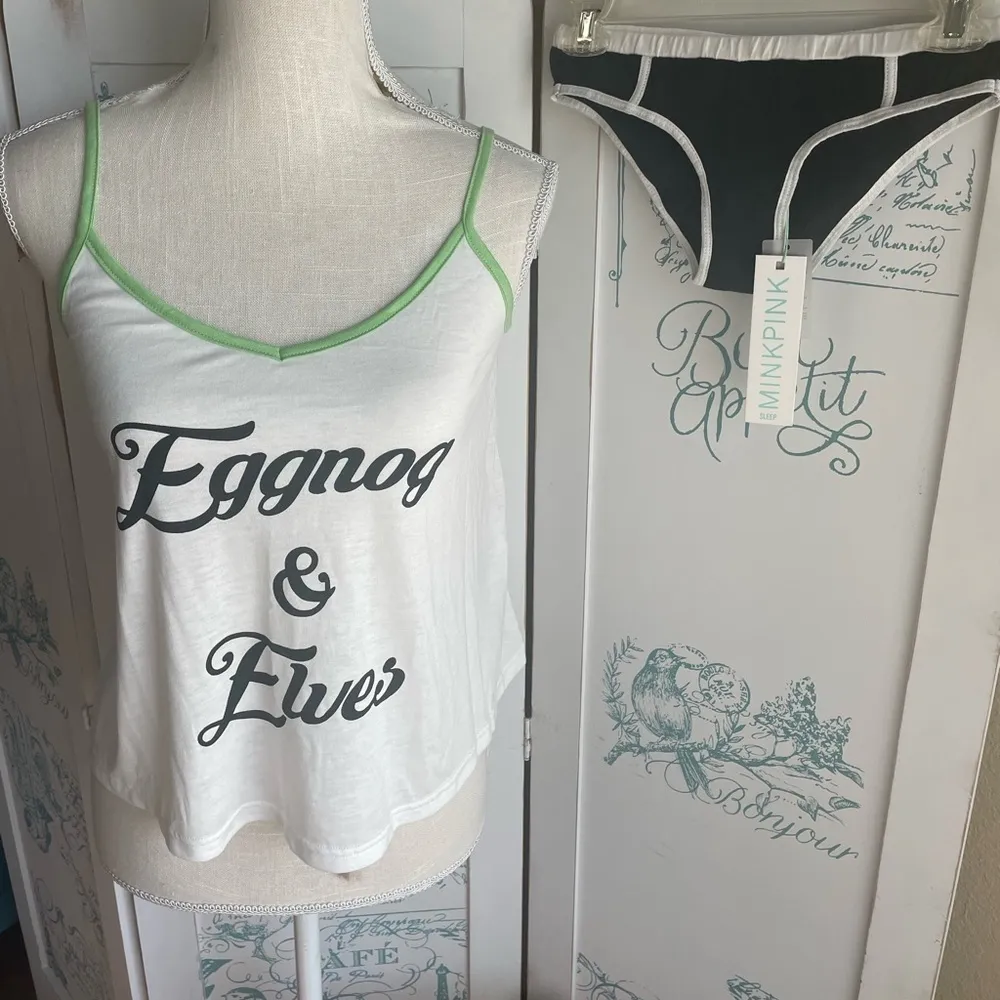 MINKPINK Sleep Christmas Cami & Cheeky boy-shorts Eggnog & Elves Size XSmall NWT - Image 2