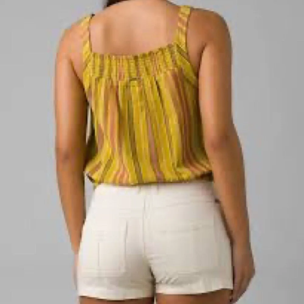 $49 Prana Women's Size XS Little Palm Cami Leapfrog Stripe Gold Cotton Top NWT - Image 2