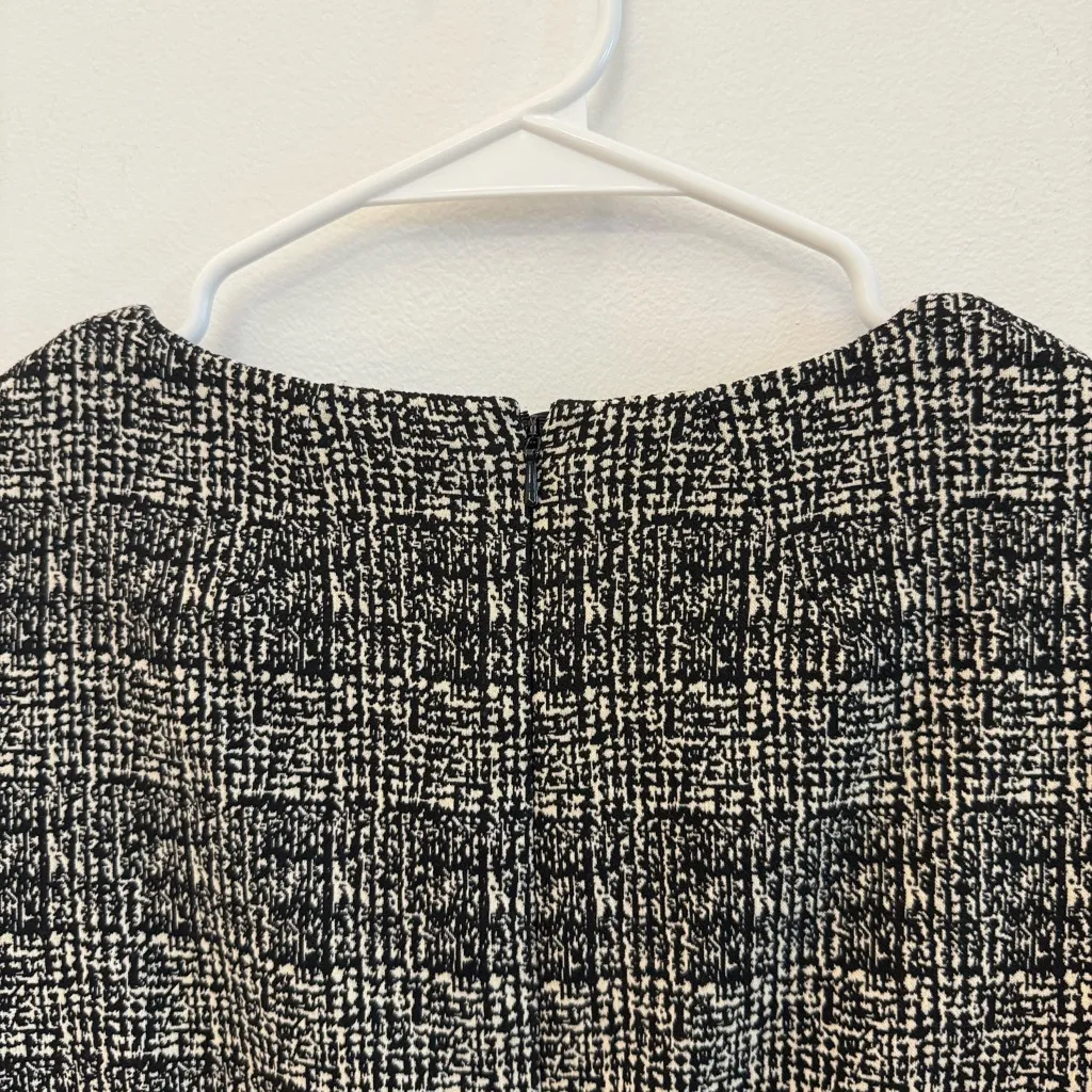 Hobb London Shift Dress Houndstooth tweed Cream, Gray, Black Size 4 - Image 3