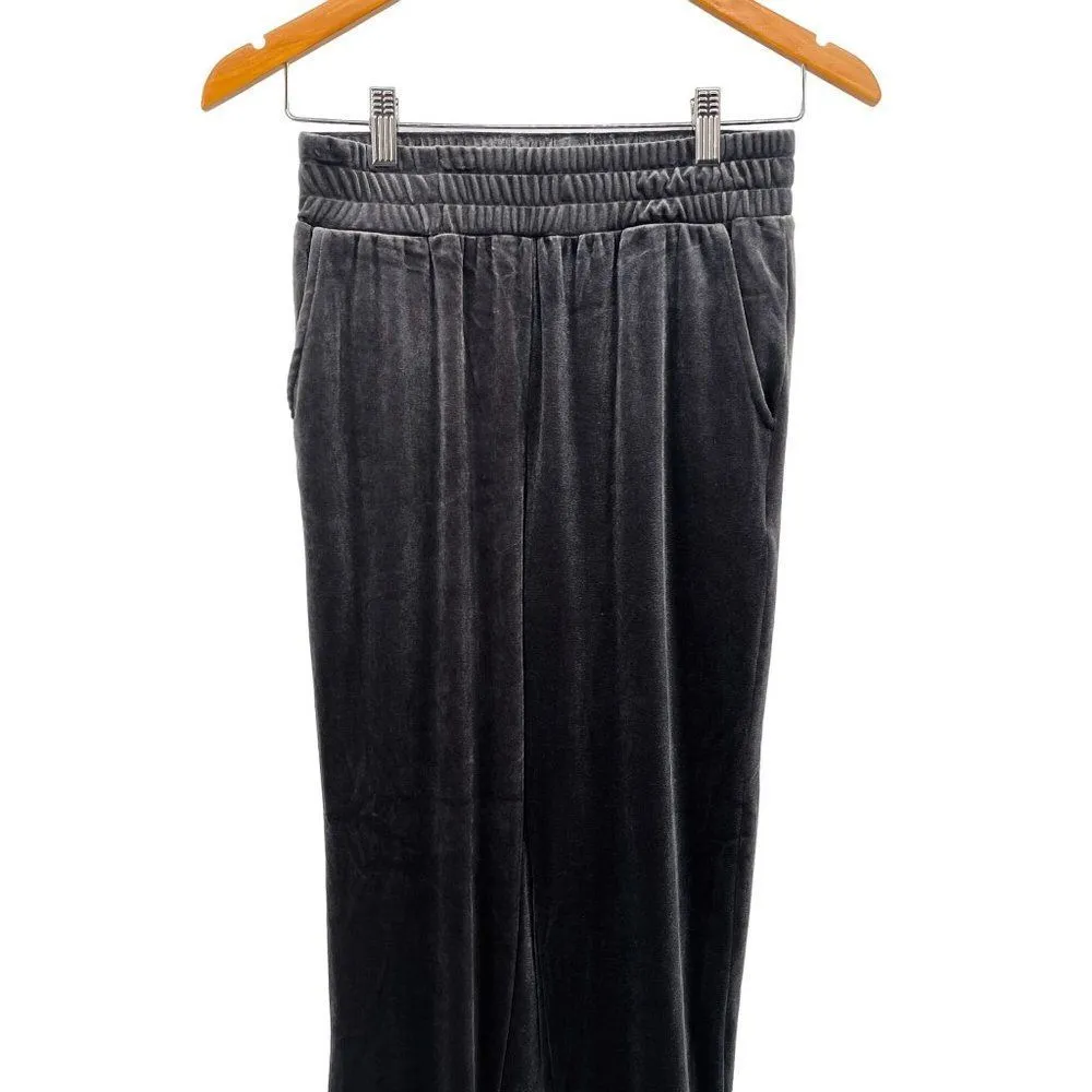NUDE Crushed Velvet Joggers High Waisted Relaxed Loose Sweatpants Gray Small - Image 87