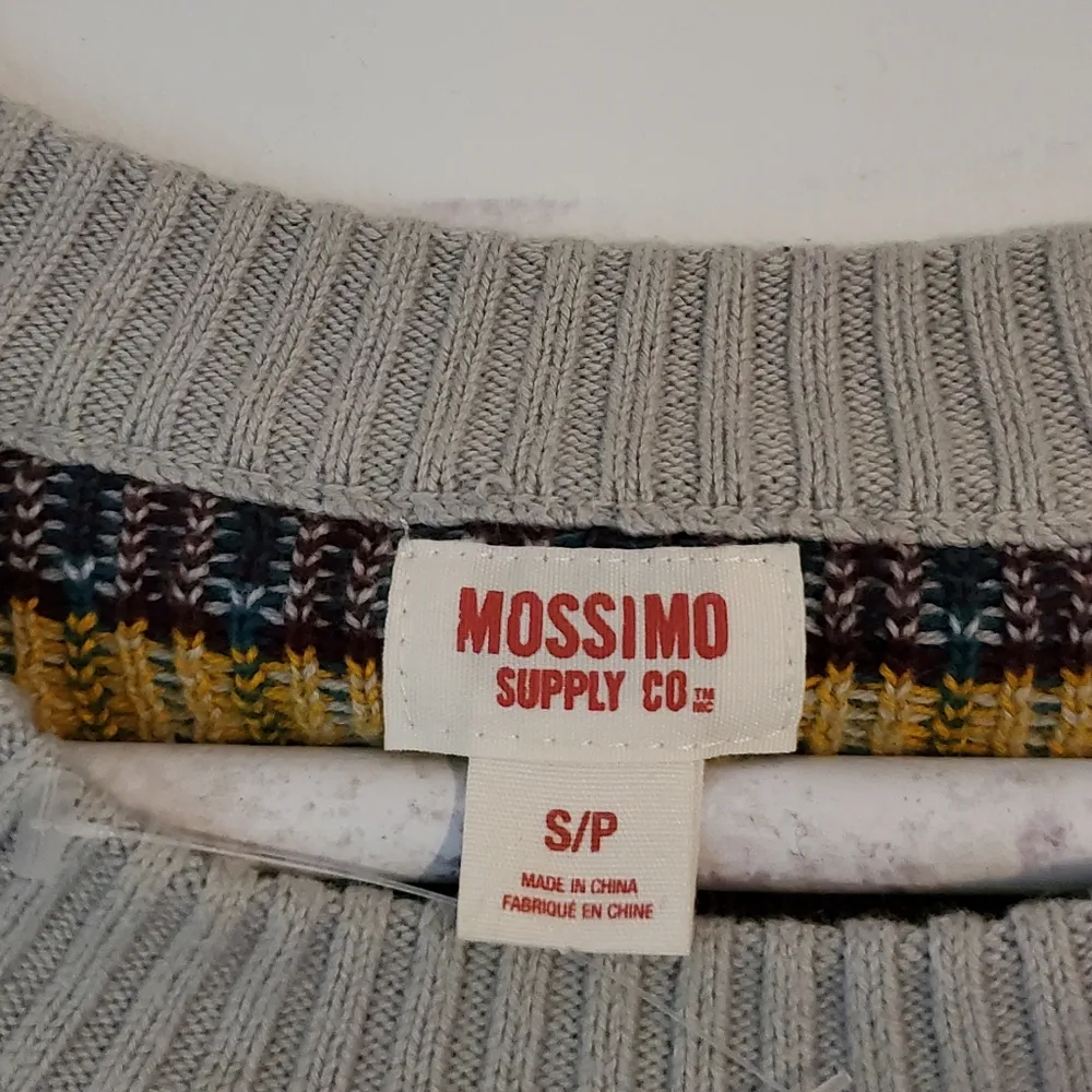 Mossimo Gray Multicolored Geometric Print Pull Over Sweater S Silver - Image 4