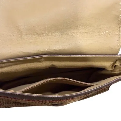 Rosetti Woven Straw Crossbody Bag Multicolor Brown Faux Leather Trim Boho Hippie - Image 5