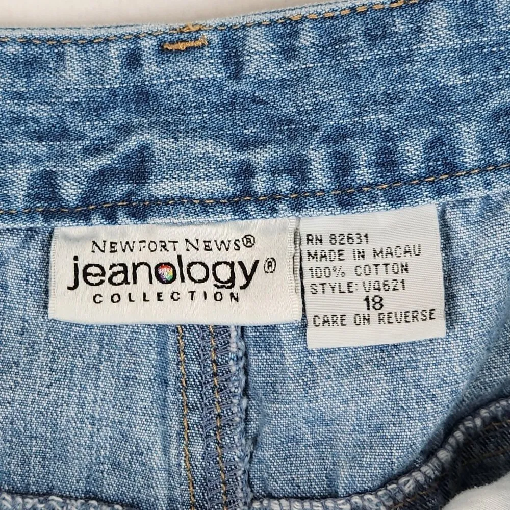 Newport News Jeanology High Rise Womens Jean Shorts Vintage Size 18 Blue Denim - Image 3