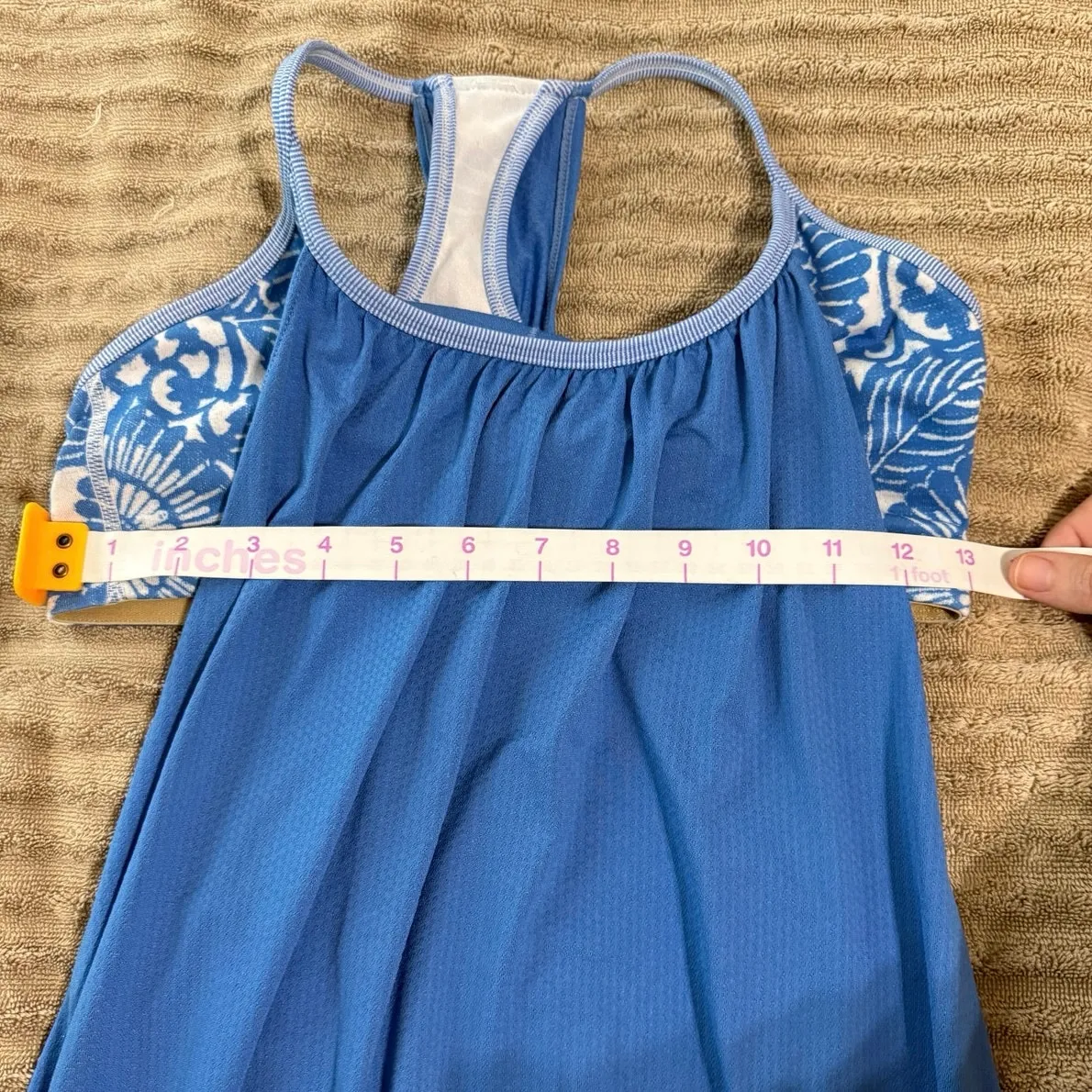 Lululemon No Limit‎ Activewear Tops Women Sports Bra Tank Blue Size 6 Bohemian - Image 7