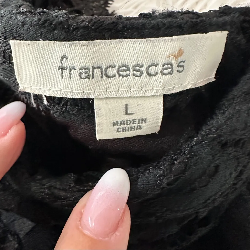 Francesca’s Black Lace Sleeveless Fit & Flare Dress Mini Dress Size Large - Image 9