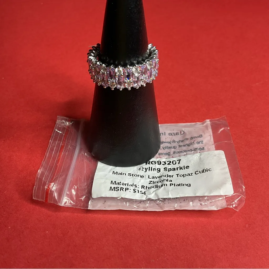 Bomb Party RG93207 “Styling Sparkle” Cubic Zirconia on Rhodium Size 10 Ring NWT Silver - Image 4