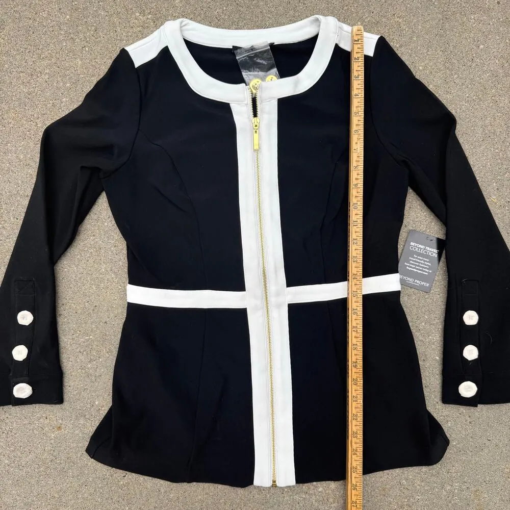 Boston Proper Beyond Travel Color Block PaneledBlack White Jacket NWT SMALL - Image 10