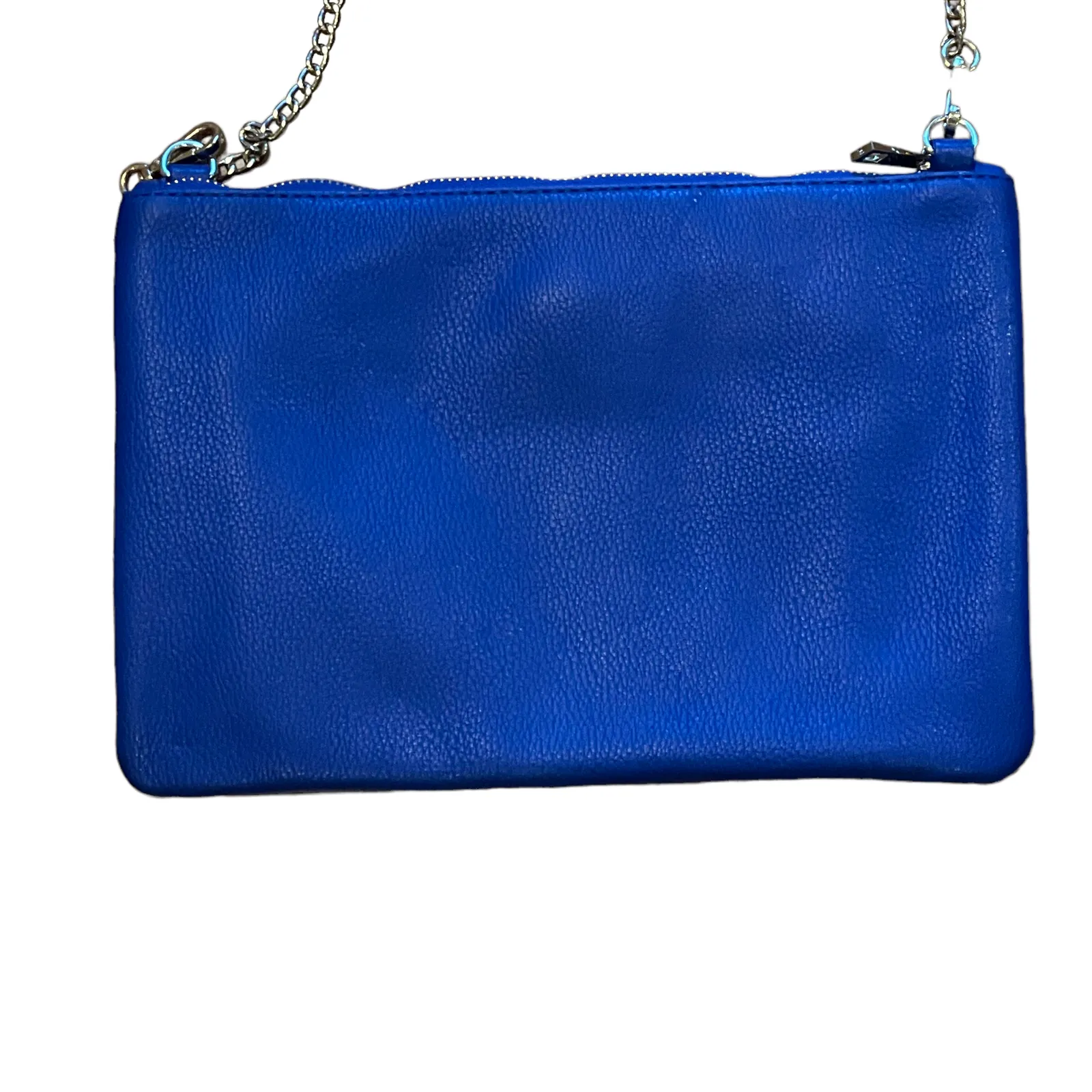 Street Level Womens Handbag Blue Weave Leather Clutch Crossbody Chain‎ Strap - Image 7