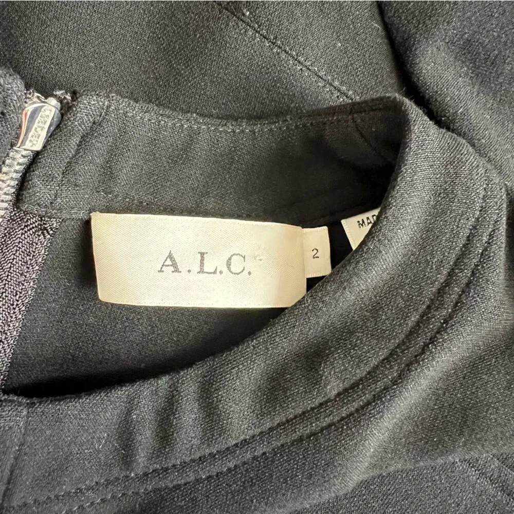 A.L.C. Women’s Elaine Black Empire Waist Cap Sleeve Black Mini Shift Dress Sz 2 - Image 5