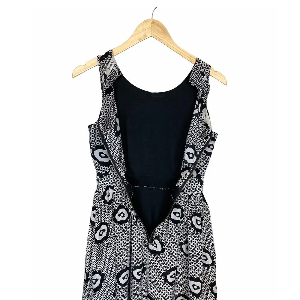Pinky Sleeveless Black White Floral Back Cut Out Fit and Flare Dress Size XS - Image 6