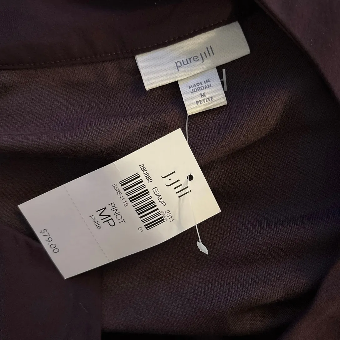 NEW Pure J Jill MP PM Medium Petite Velour Tunic Top Pinot Purple - Image 3