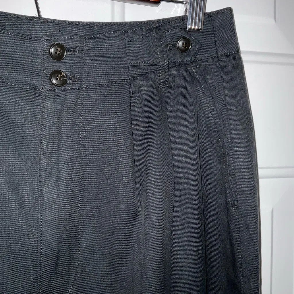 Madewell Wide Leg Navy Linen Blend Pleated Trouser Pants Size 4 Tall - Image 6