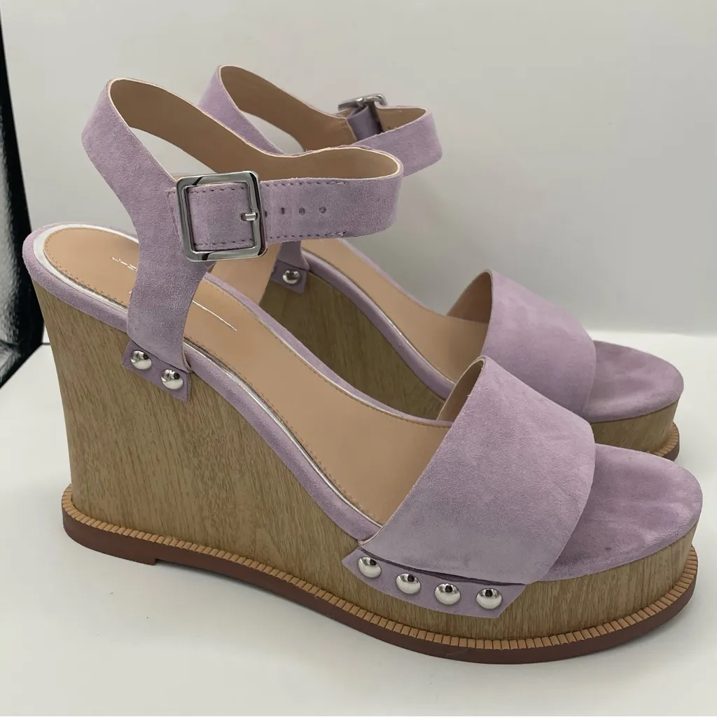 Linea Paolo Ellis suede ankle strap lilac wedge sandals women’s Size 8M Purple - Image 4