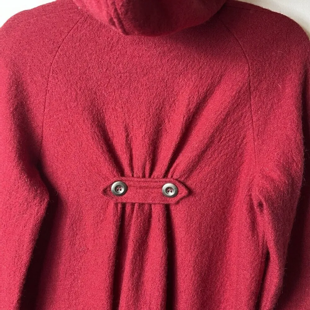 Fenn Wright Manson Womens Wool‎ Jacket Size S Red Wool Knit Button Front Hooded - Image 9