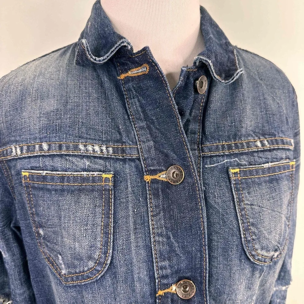 Lucky Brand Red White & Blue Star Button Front Denim Jacket Size Medium - Image 2