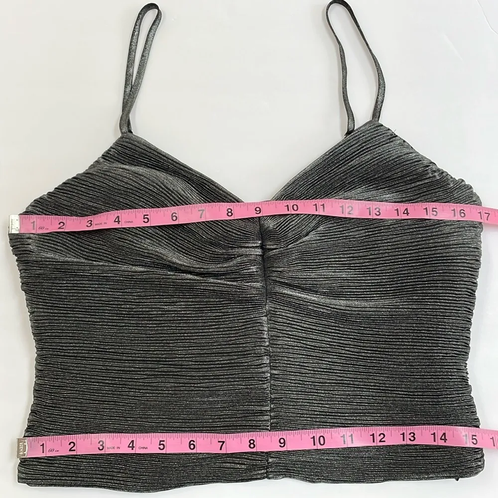 EXPRESS Metallic Pleated Bow Back Cropped Cami Tank Top Size M NWT - Image 11