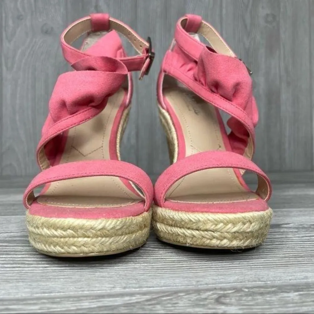 Charles david pink ruffle jute wedge heeled heel shoes sandals 5.5 sueded - Image 11