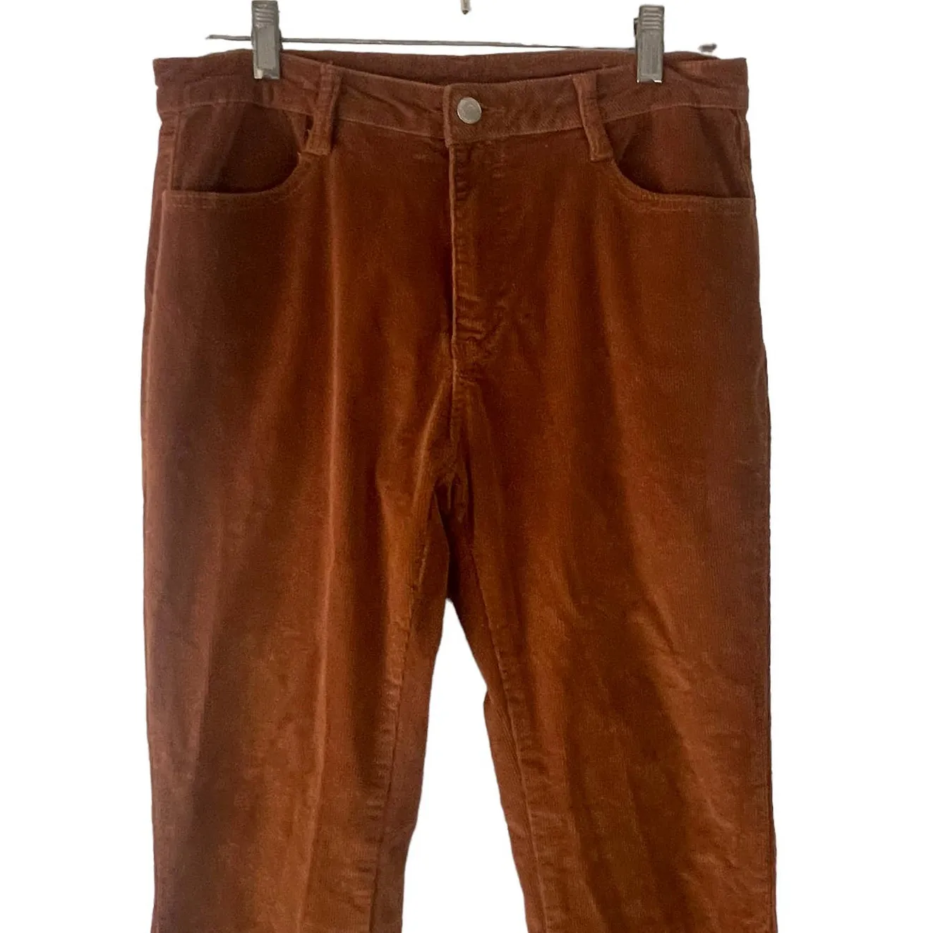 Saints & Hearts Women's Size Large W 29 Corduroy‎ Tan Flare Raw Hem Pants - Image 2
