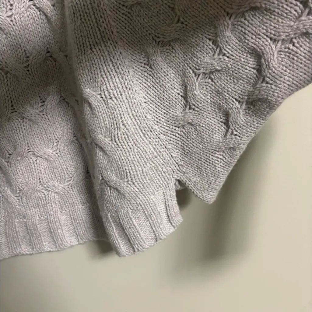 360 Cashmere Poncho Sweater Grey Cable Knit Size XS Slouchy Batwing Sleeves - Image 9