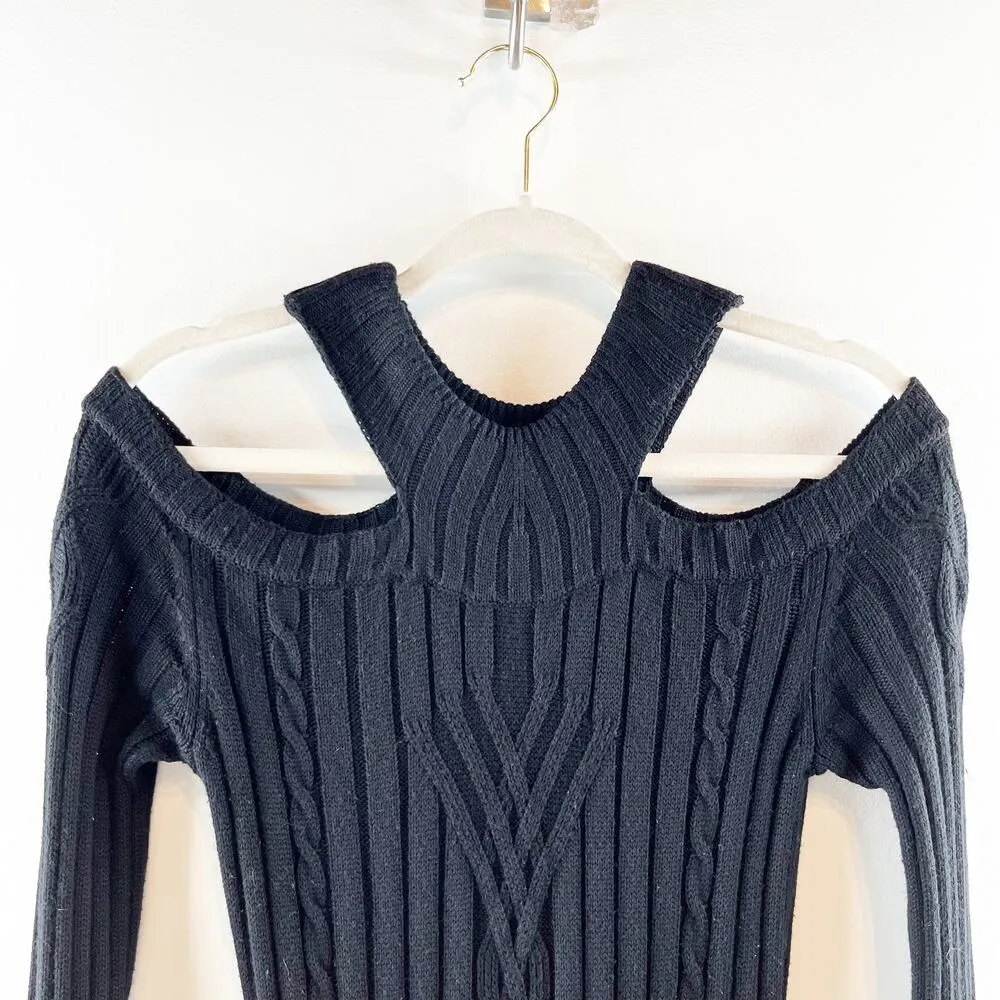 Anne Fontaine Amandine Long Sleeve Knit Dress With Shoulder Cutouts Black Small - Image 10