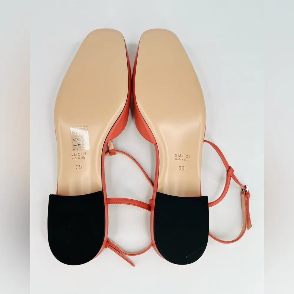 GUCCI WOMEN'S BALLET FLAT WITH DOUBLE G INTERLOCKING LOGO SLINGBACKS SIZE EU 39 - Image 7