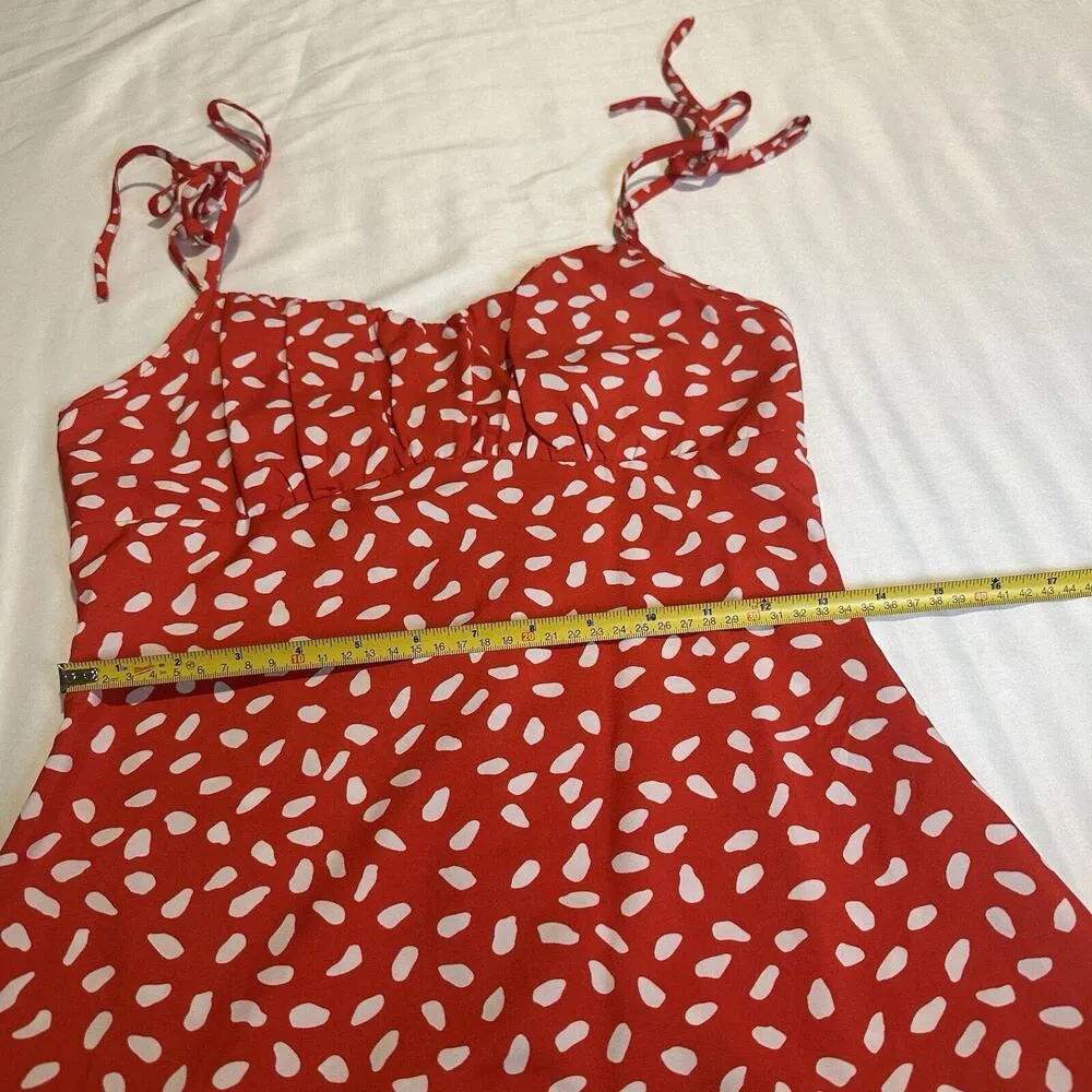 Shein Red & White Cami Short Dress Ruched Bust Sz S Small Women’s - Image 5