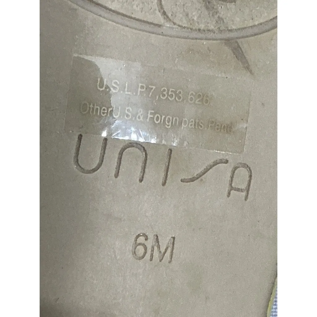 Womans Unisa Unemale3 Size 6 M Mustard Faux Suede Open Toe Buckle Heel Sandals - Image 10