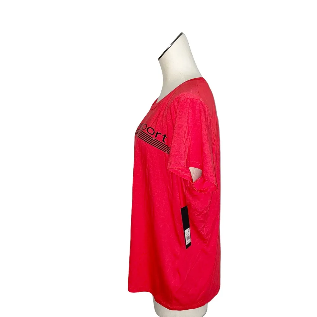 NWT BEBE Sport Striped Tee In Hibisus Soft - Image 3