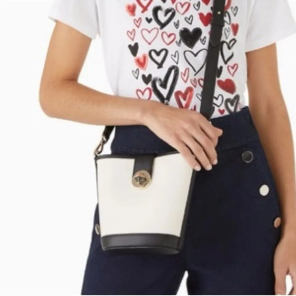 Kate Spade New York Audrey Mini Bucket Crossbody – Off-White/Black – NWT - Image 2