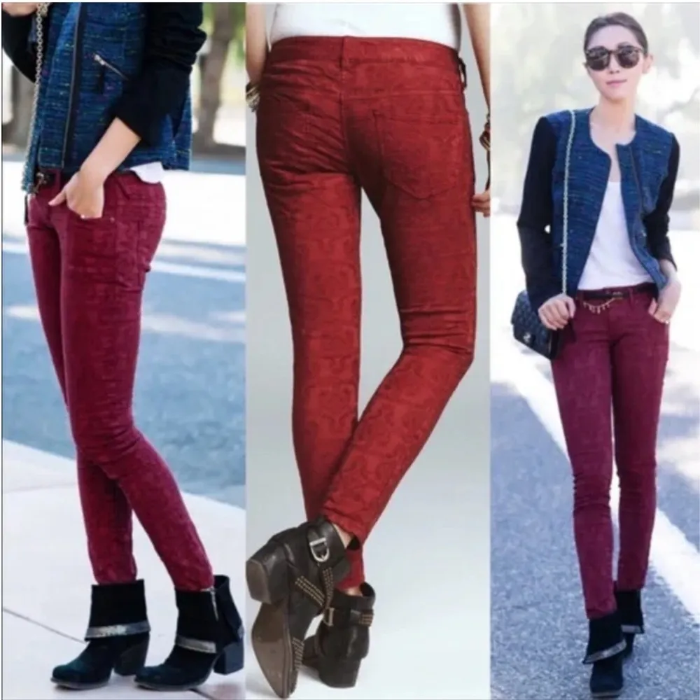 Free People Jacquard Cranberry Jeans Size 26 - Image 2