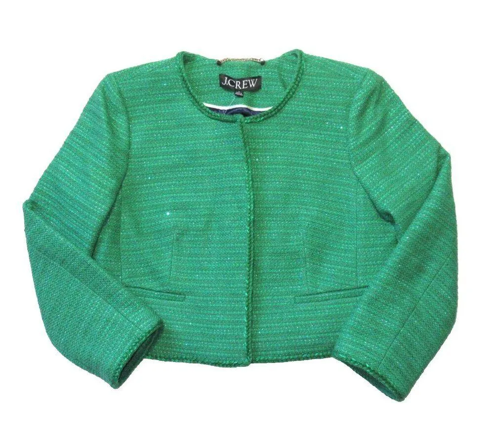NWT J.Crew Louisa Lady Jacket in Summer Green Sequin Tweed Cropped 2 - Image 2