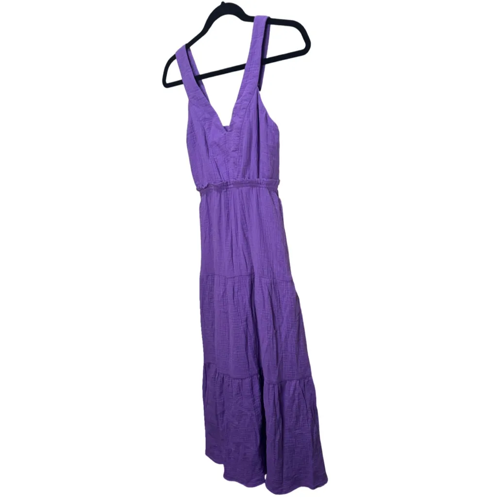 Steve Madden Amira Tiered Cotton Midi Dress - Dahlia Purple XS - Image 5