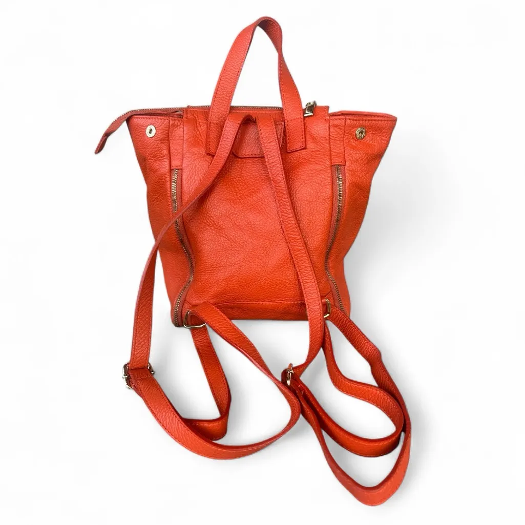 LAURA DI MAGGIO genuine leather mini backpack in vibrant orange - Image 2