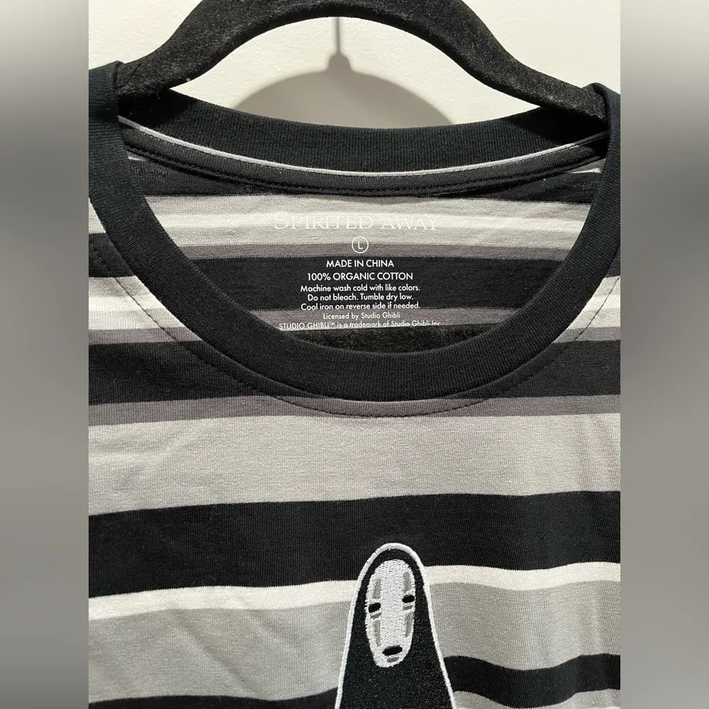 Studio Ghibli Spirited Away No-Face Embroidered Striped T-Shirt - Image 5