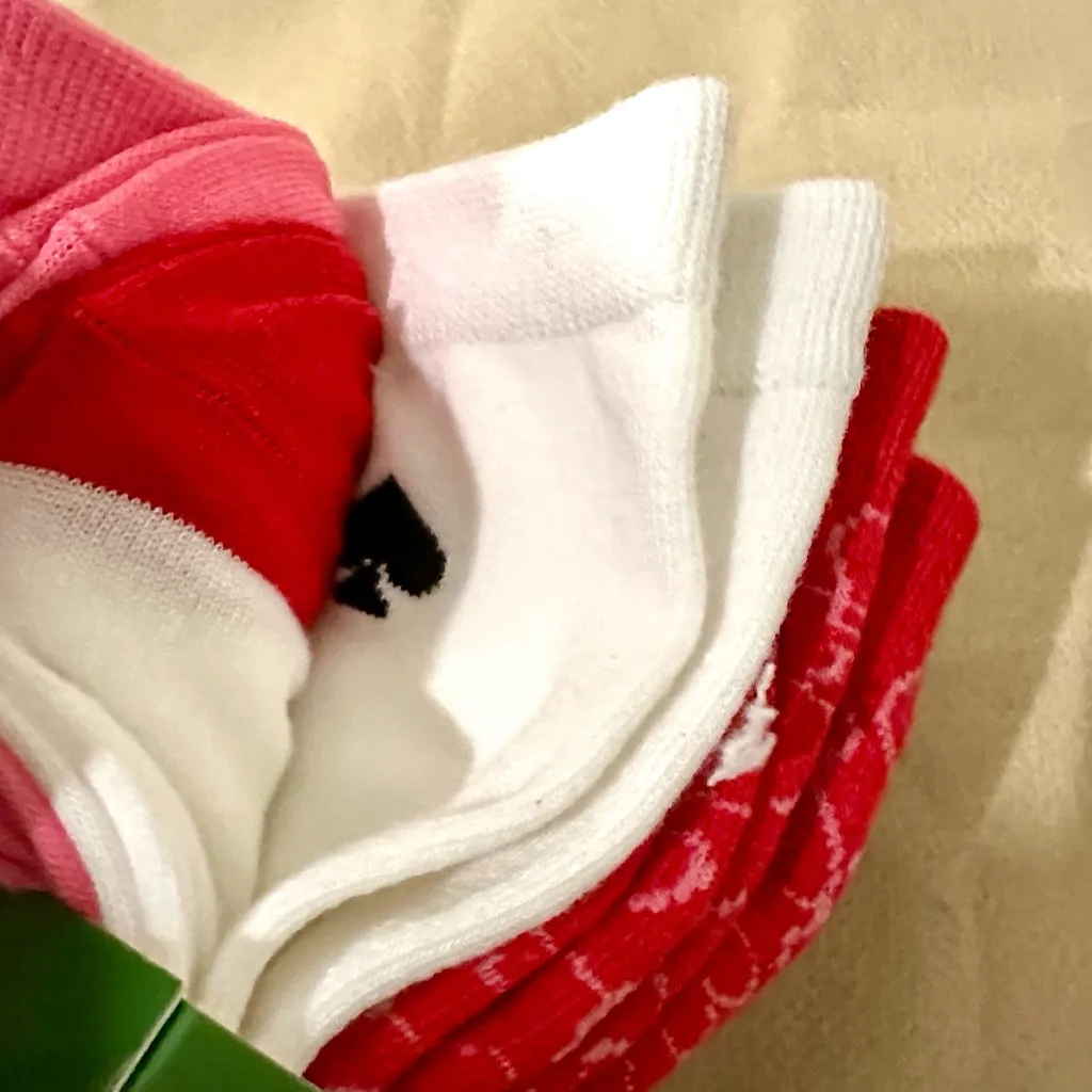 Kate Spade Red Heart Pattern Crew Socks 3 pairs - Image 3