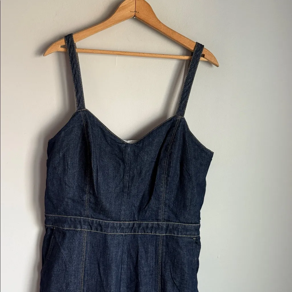 NEW Banana Republic Wide Leg Denim Indigo Women's Jumpsuit 14 - Image 7