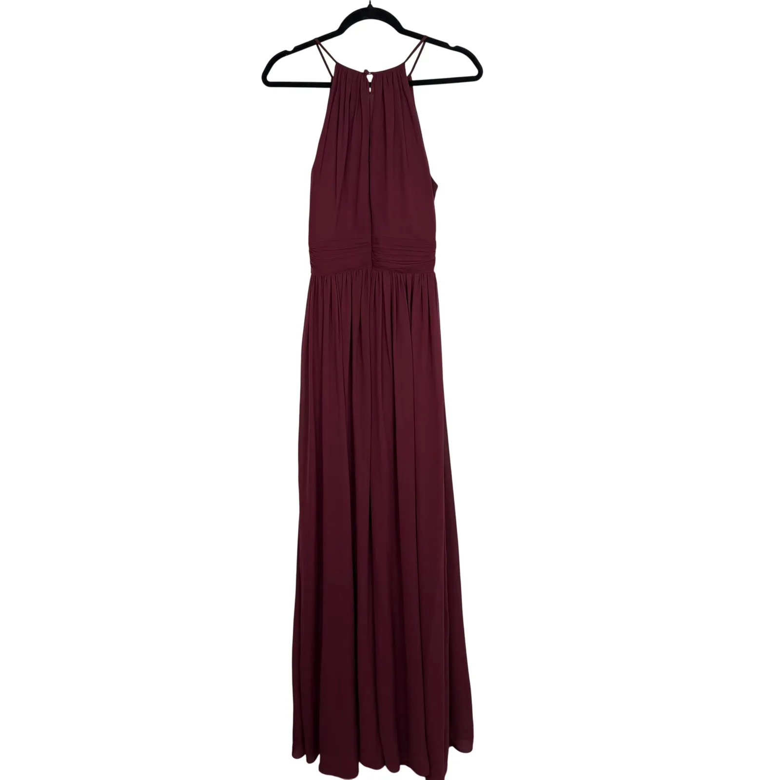 Levkoff Women's Burgundy Chiffon Halter Neck Elegant Formal Maxi Dress Size 10 - Image 9