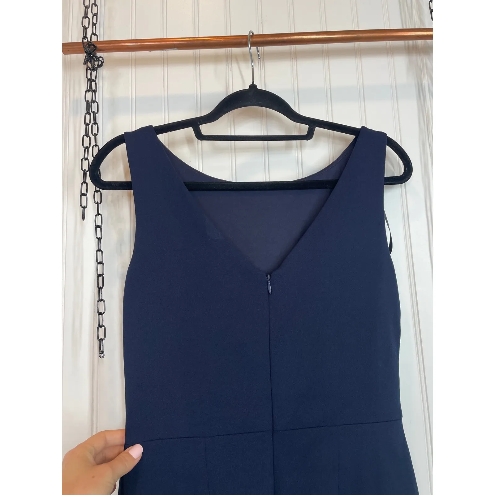 Betsy and Adam Christine Scuba Crepe Ruffled Bow Gown Wedding Formal Size 8 - Image 8