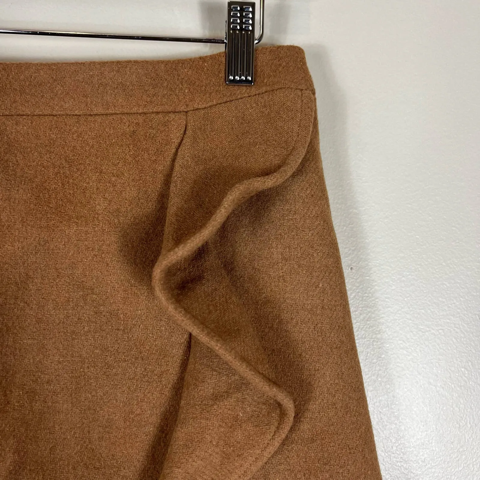J. Crew Wool Mini Skirt Womens 2 Camel Brown Lined High Rise Classic Preppy Fall - Image 3