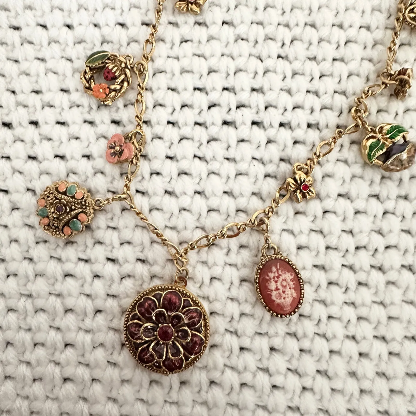 Joan Rivers Victorian Language of Flowers 18 Charm Locket Pendant Necklace - Image 2